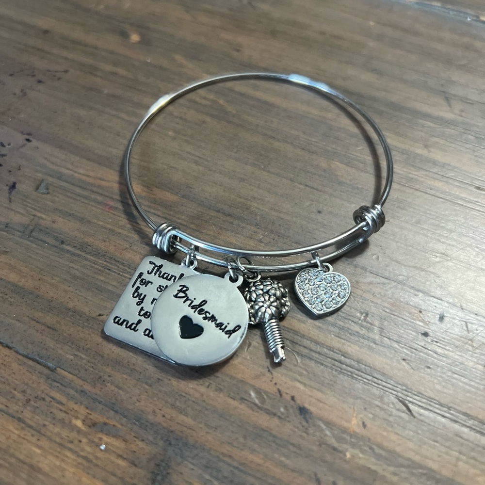 Bridesmaid silver charm bracelet